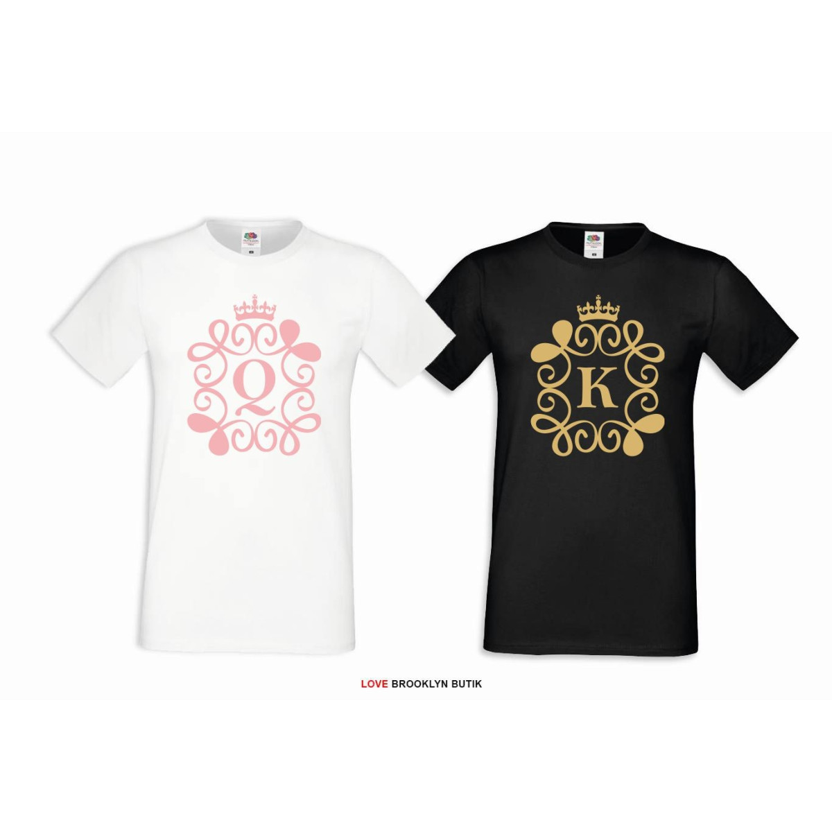 T-shirt DLA PAR 2 SZT BEST GIRL EVER PINK & BEST BOY EVER GOLD napis z przodu