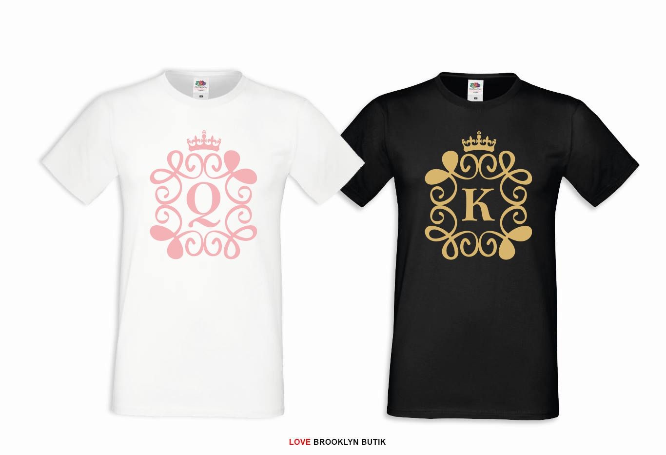 T-shirt DLA PAR 2 SZT QUEEN G PINK & KING G GOLD napis z przodu M XL