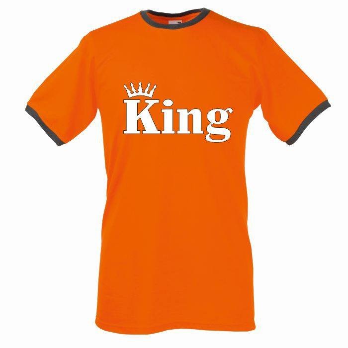 T-shirt oversize KING CORONE XL pomarańczowy-biały
