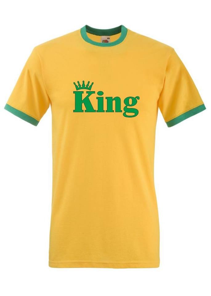 T-shirt oversize KING CORONE S żółty i zielony