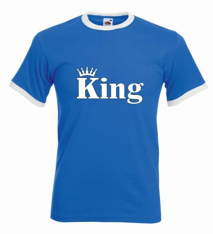 T-shirt oversize KING CORONE L niebieski-biały