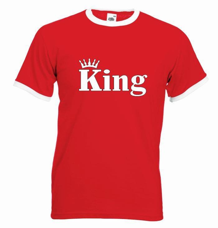 T-shirt oversize KING CORONE M czerwony-biały