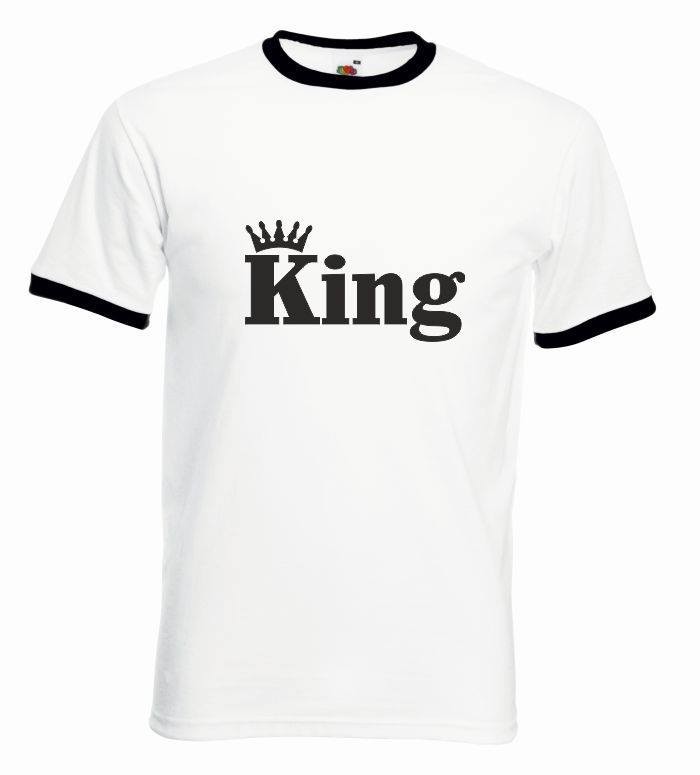 T-shirt oversize KING CORONE L biały-czarny