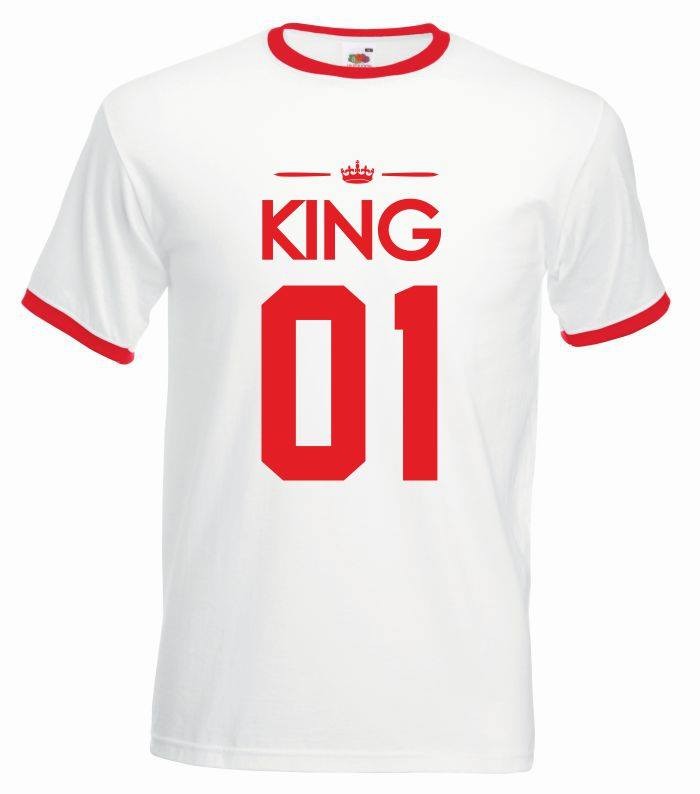 T-shirt oversize KING 01 L biały-czerwony
