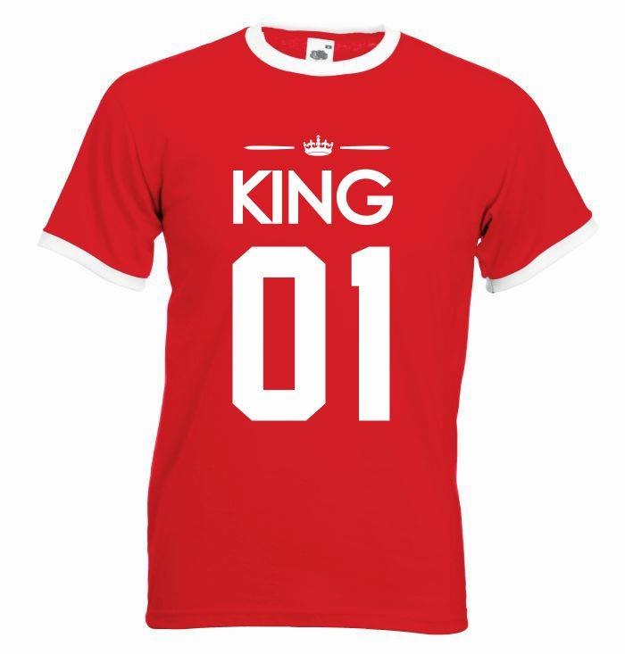 T-shirt oversize KING 01 XL czerwony-biały