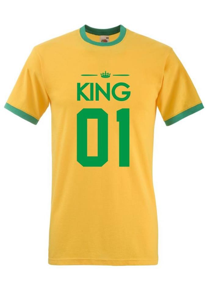 T-shirt oversize KING 01 XL żółty i zielony