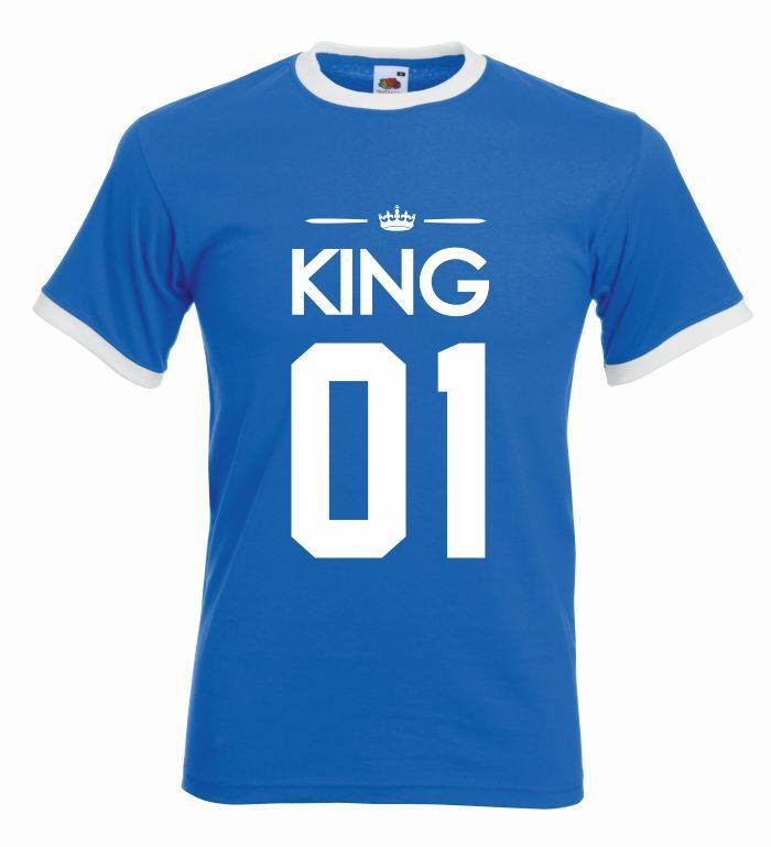 T-shirt oversize KING 01 L niebieski-biały