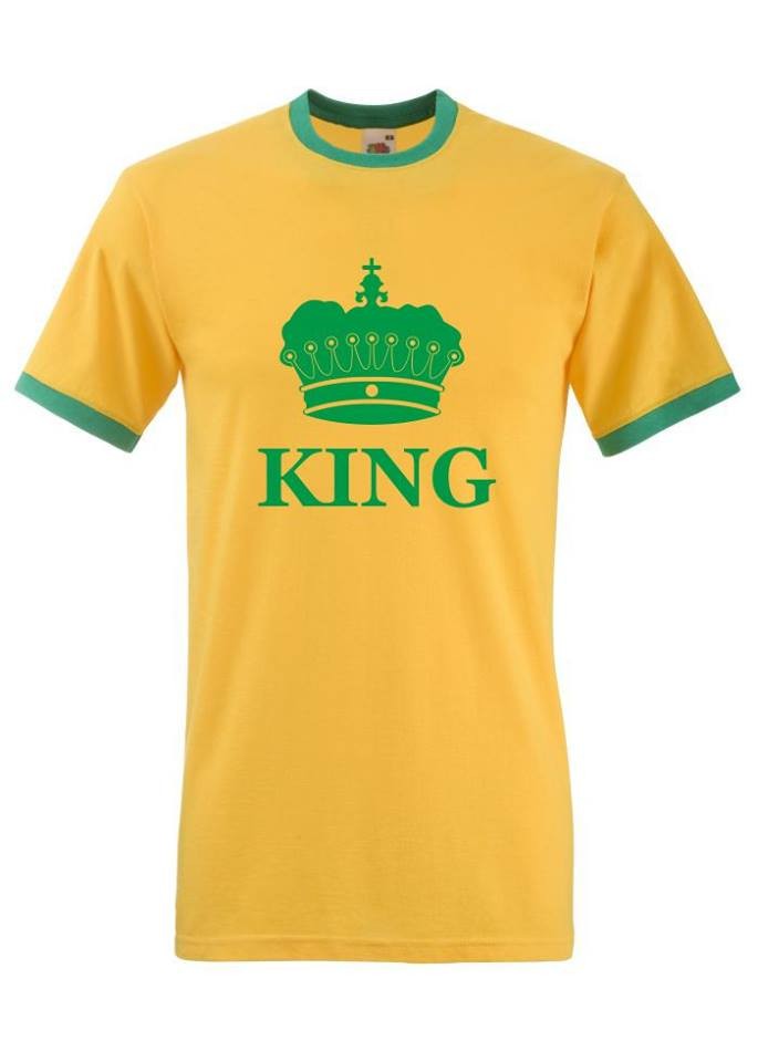 T-shirt oversize KING L żółty i zielony
