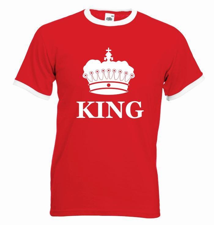 T-shirt oversize KING XL czerwony-biały