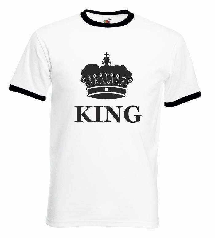 T-shirt oversize KING S biały-czarny