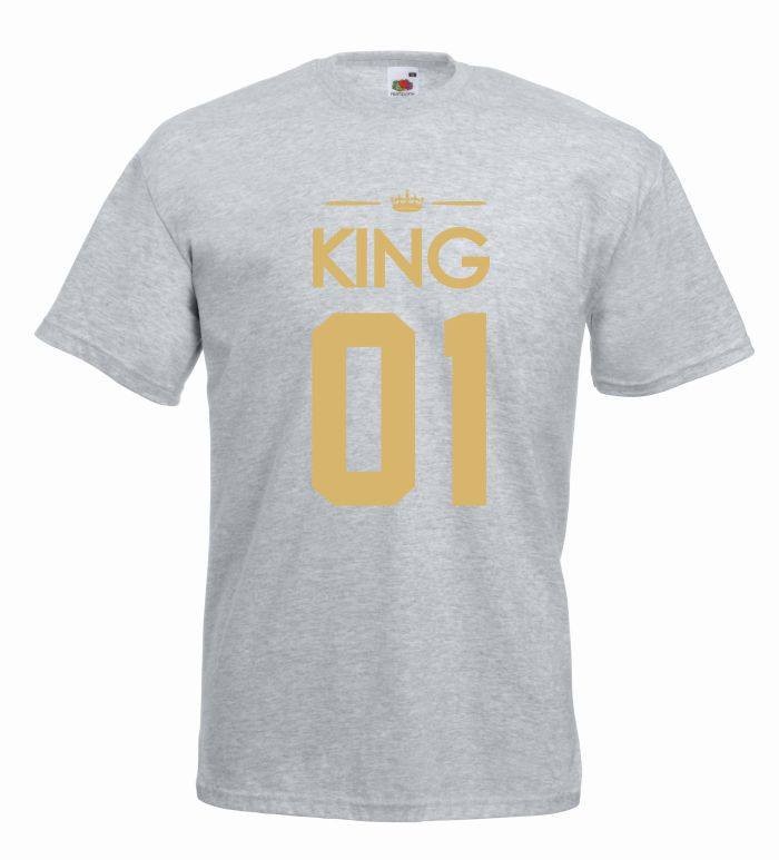 T-shirt oversize KING 01 COLOR M szaro-złoty