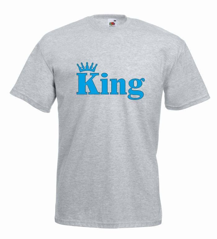T-shirt oversize KING CORONA COLOR XL szaro-niebieski