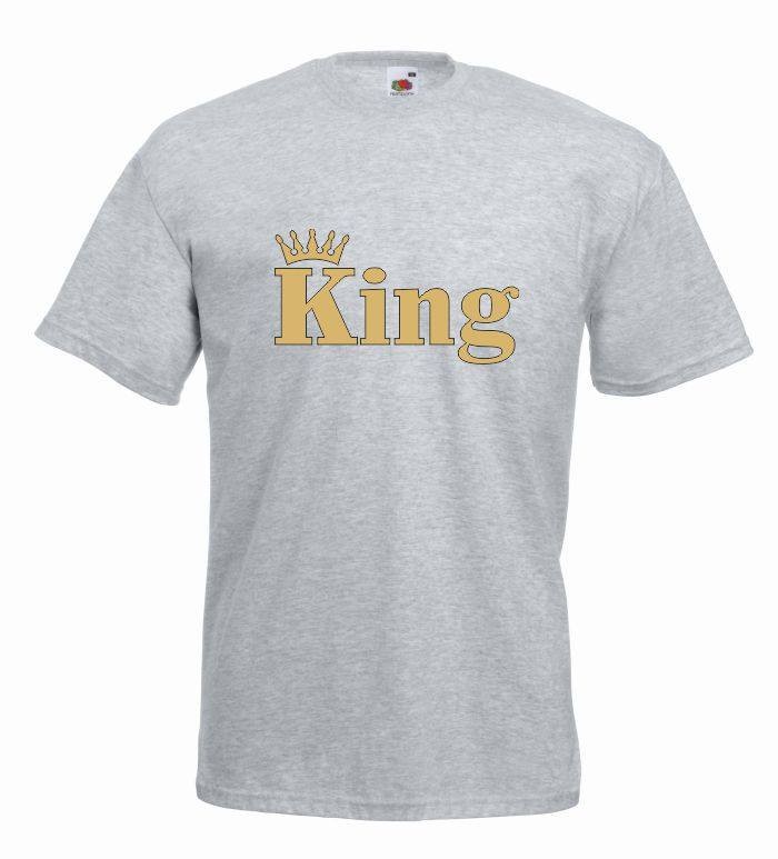 T-shirt oversize KING CORONA COLOR XL szaro-złoty