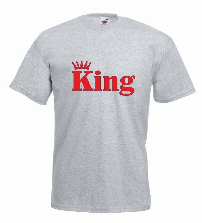 T-shirt oversize KING CORONA COLOR XL szaro-czerwony