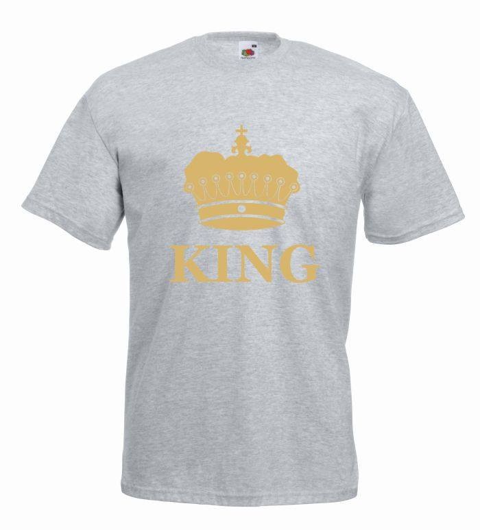 T-shirt oversize KING COLOR S szaro-złoty
