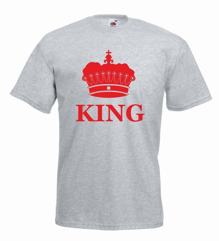 T-shirt oversize KING COLOR XL szaro-czerwony