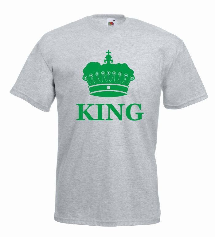 T-shirt oversize KING COLOR XL szaro-zielony