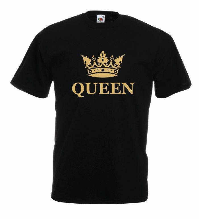 T-shirt oversize QUEEN COLOR S czarno-złoty