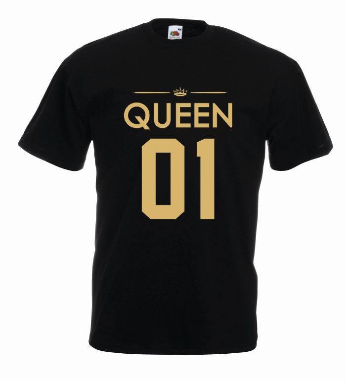 T-shirt oversize QUEEN 01 COLOR L czarno-złoty