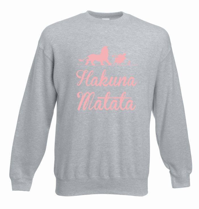 bluza oversize HAKUNA MATATA ANIMAL COLOR XL szaro-różowy