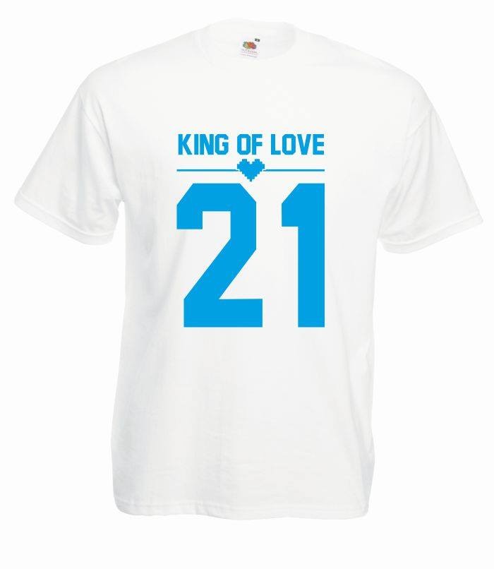 T-shirt oversize KING OF LOVE COLOR S biały-niebieski
