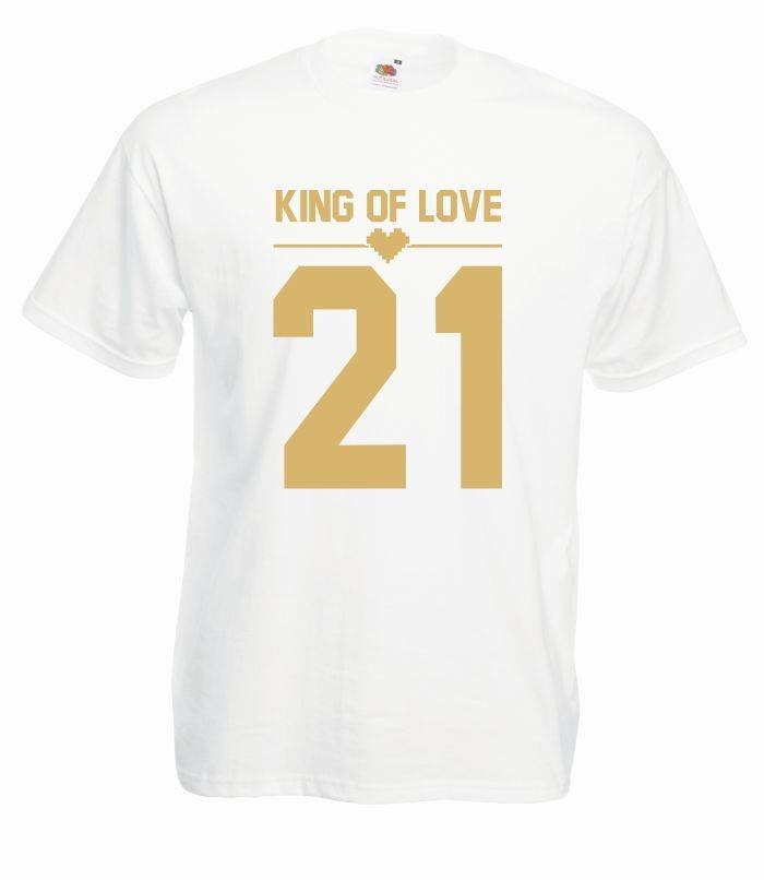 T-shirt oversize KING OF LOVE COLOR S biały-złoty