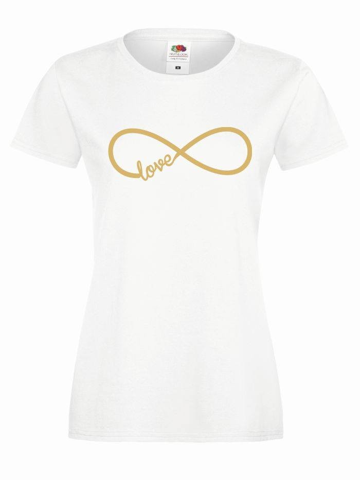 T-shirt lady FOREVER LOVE S biały-złoty