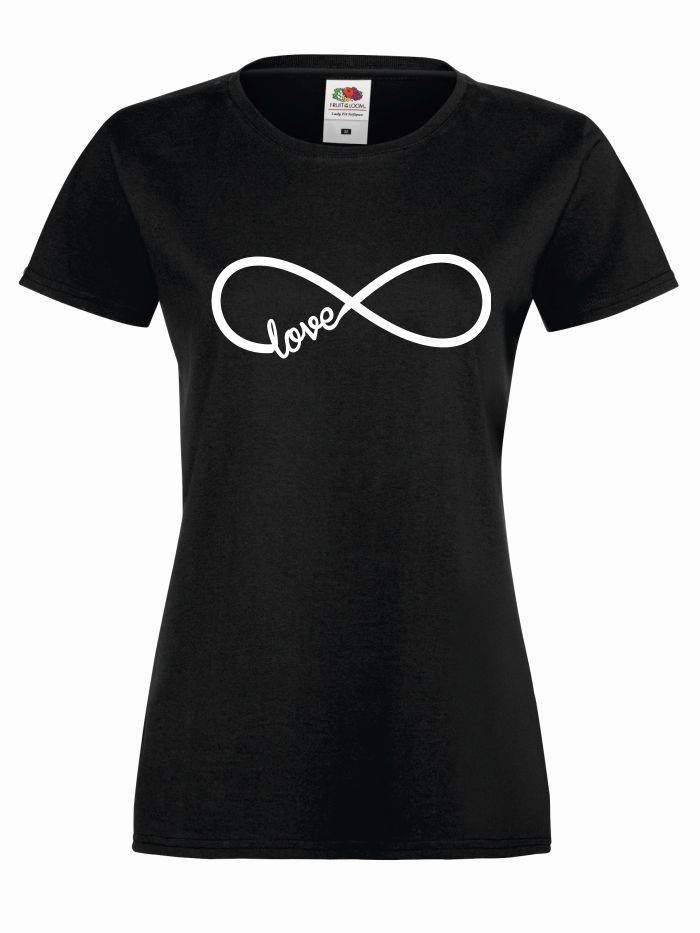 T-shirt lady FOREVER LOVE M czarno-biały