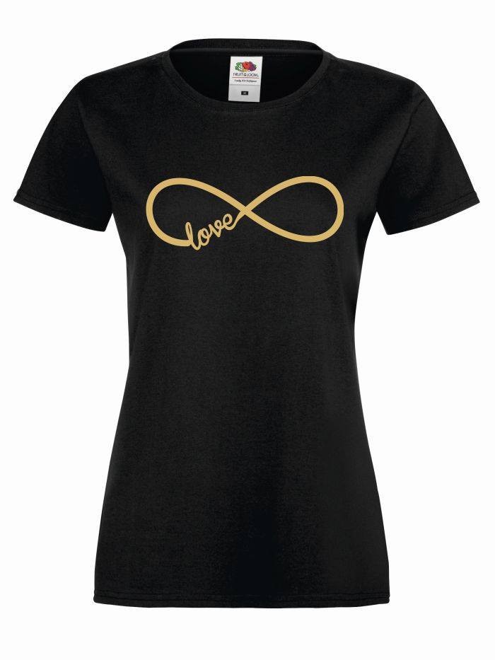 T-shirt lady FOREVER LOVE czarno-złoty XS