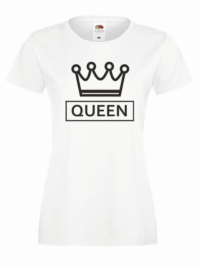 T-shirt lady QUEEN CC L biały-czarny