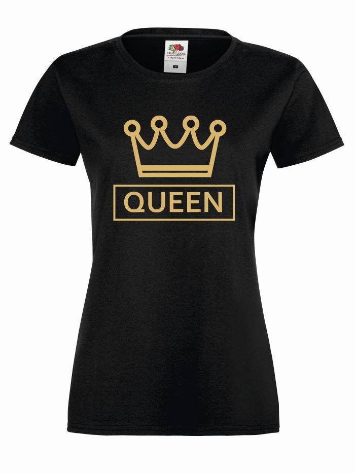 T-shirt lady QUEEN CC M czarno-złoty