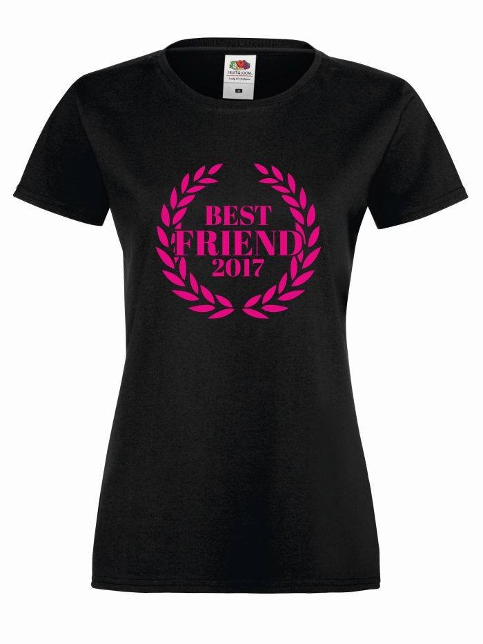 T-shirt lady BEST FRIEND czarny-fuksja XS