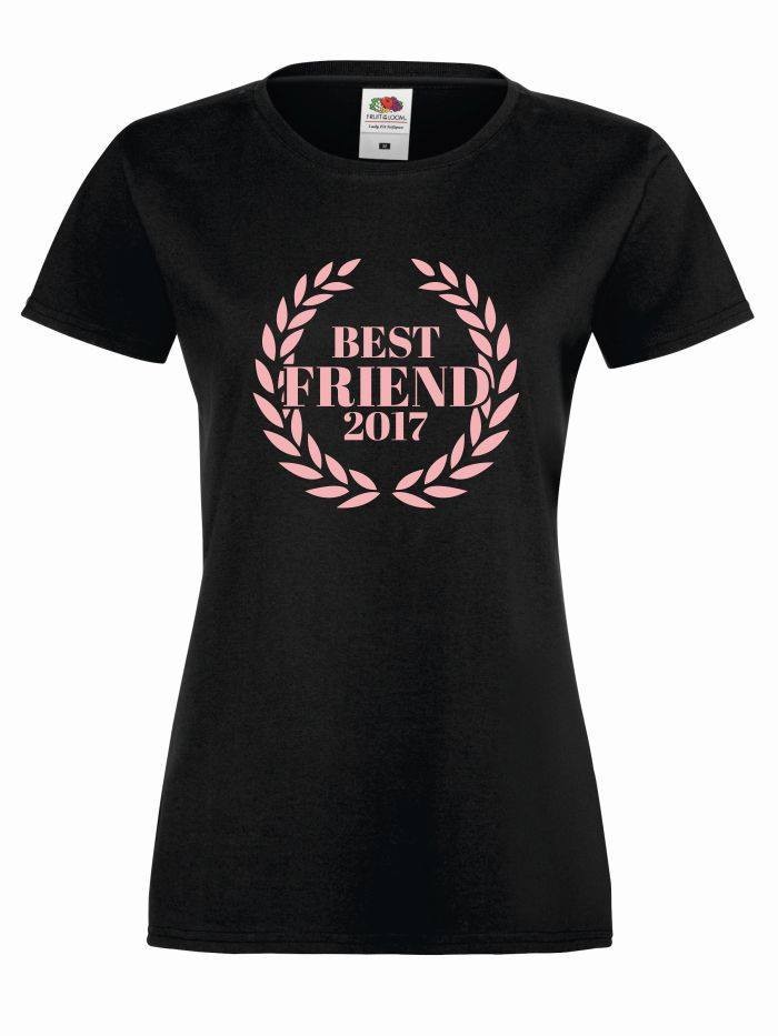 T-shirt lady BEST FRIEND L czarno-różowy