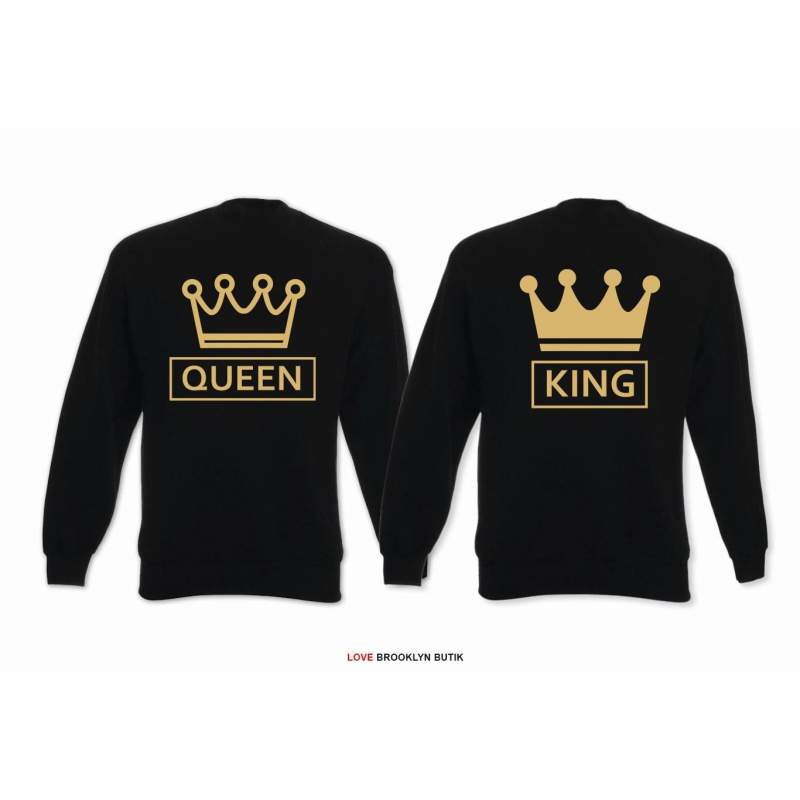 Bluza oversize DLA PAR 2 SZT QUEEN corone & KING corone GOLD napis z tyłu