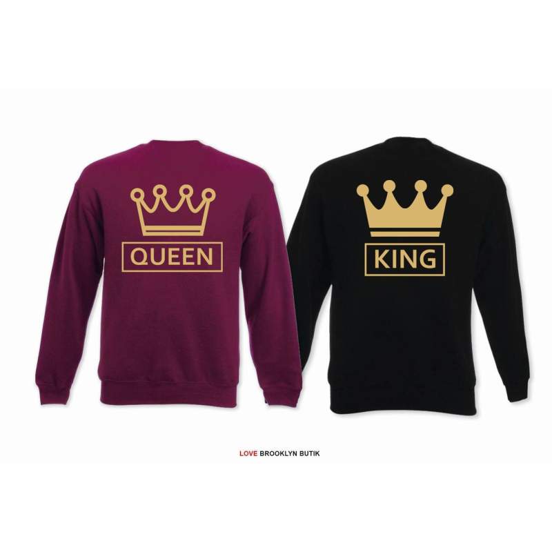 Bluza oversize DLA PAR 2 SZT QUEEN corone & KING corone GOLD napis z tyłu