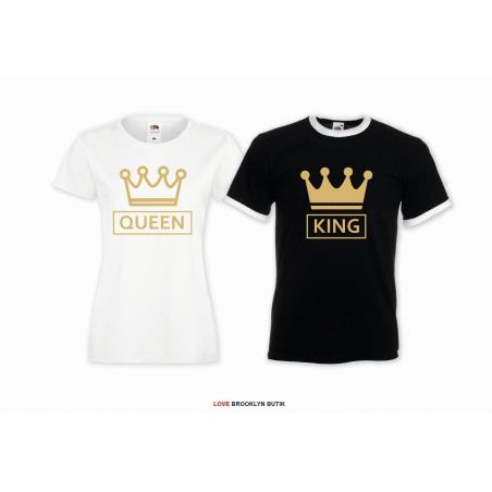 T-shirt DLA PAR 2 SZT  QUEEN CC & KING CC napis z przodu LADY FIT DLA NIEJ & OVERSIZE DLA NIEGO