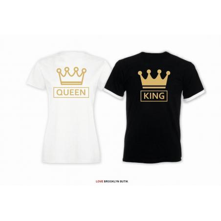 T-shirt DLA PAR 2 SZT QUEEN CC & KING CC napis z tyłu LADY FIT DLA NIEJ & OVERSIZE DLA NIEGO