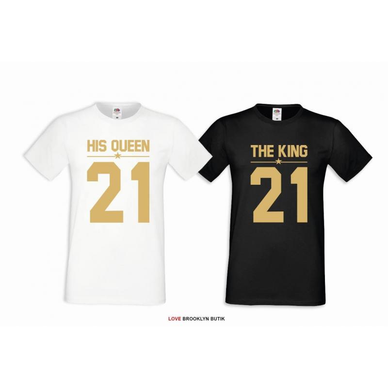 T-shirt DLA PAR 2 SZT HIS QUEEN 21 & THE KING 21 napis z przodu