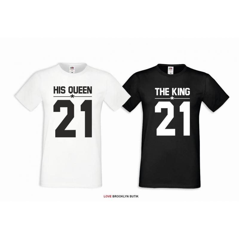 T-shirt DLA PAR 2 SZT HIS QUEEN 21 & THE KING 21 napis z przodu