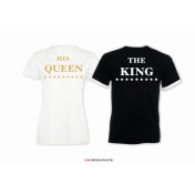 T-shirt DLA PAR 2 SZT HIS QUEEN STARS & THE KING STARS napis z tyłu LADY FIT DLA NIEJ & OVERSIZE DLA NIEGO