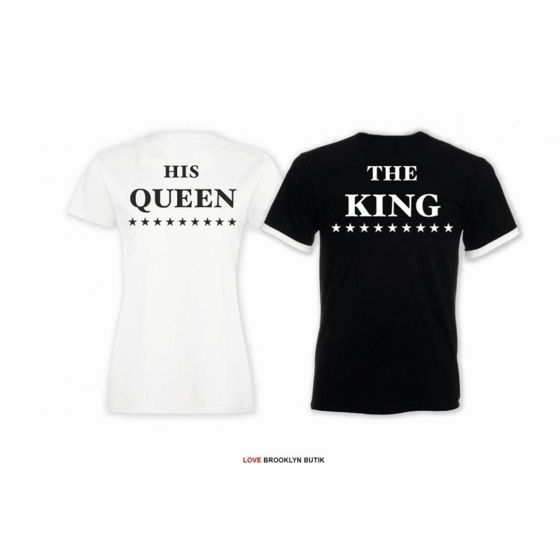 T-shirt DLA PAR 2 SZT HIS QUEEN STARS & THE KING STARS napis z tyłu LADY FIT DLA NIEJ & OVERSIZE DLA NIEGO