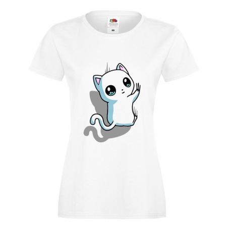 T-shirt lady/oversize DTG WHITE CAT