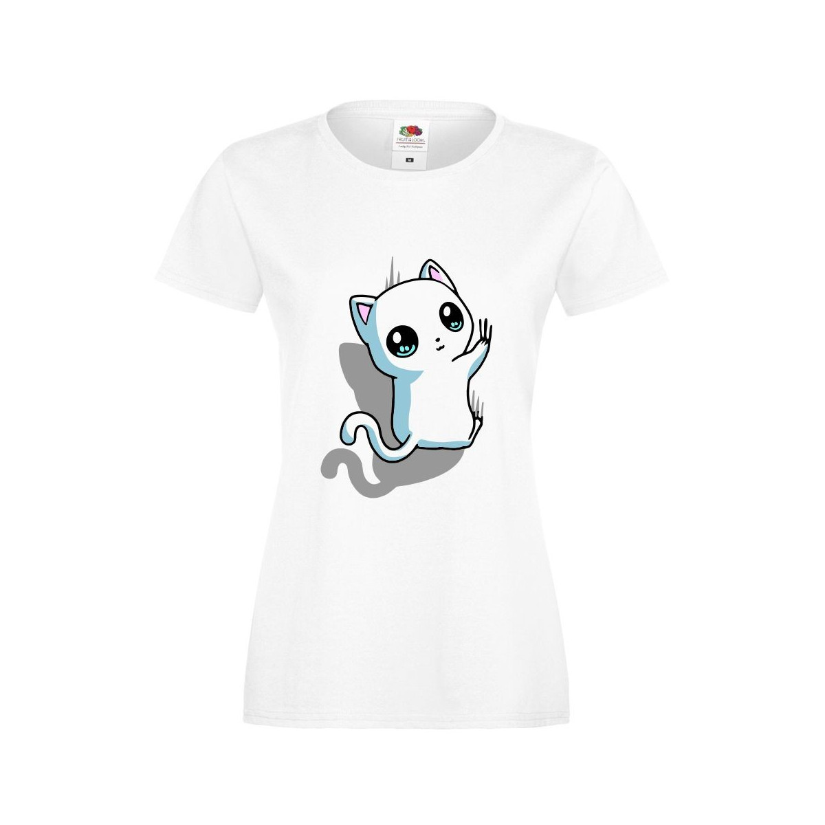 T-shirt lady/oversize DTG WHITE CAT