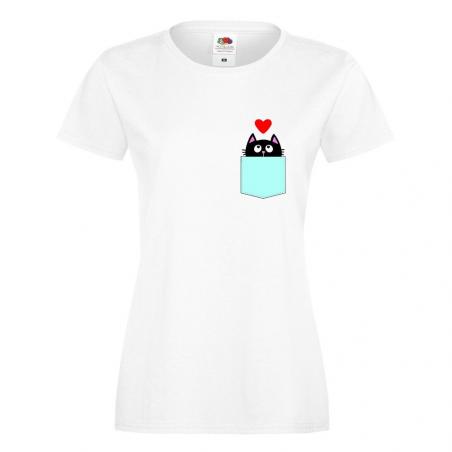 T-shirt lady/oversize DTG CAT POCKET