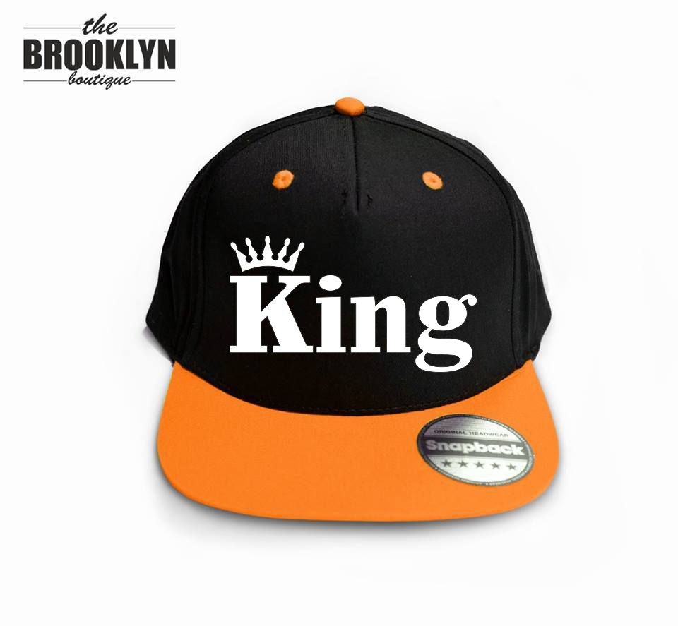 Czapka snapback cap KING KORONA czarny-pomarańczowy