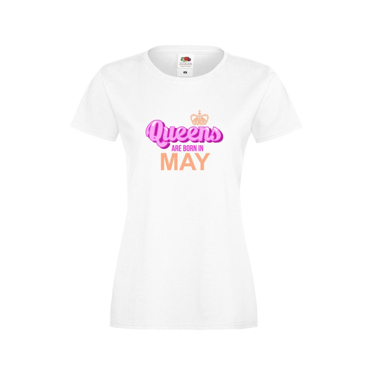 T-shirt lady slim DTG QUEEN ARE BORN IN MAY