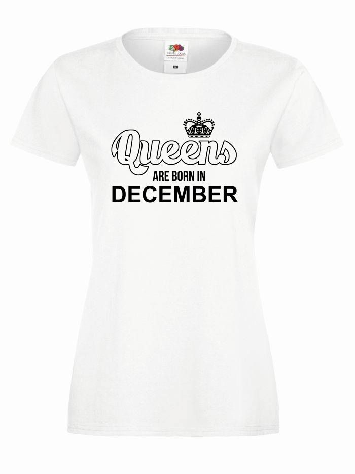 T-shirt lady QUEENS ARE BORN IN DECEMBER XL biały-czarny