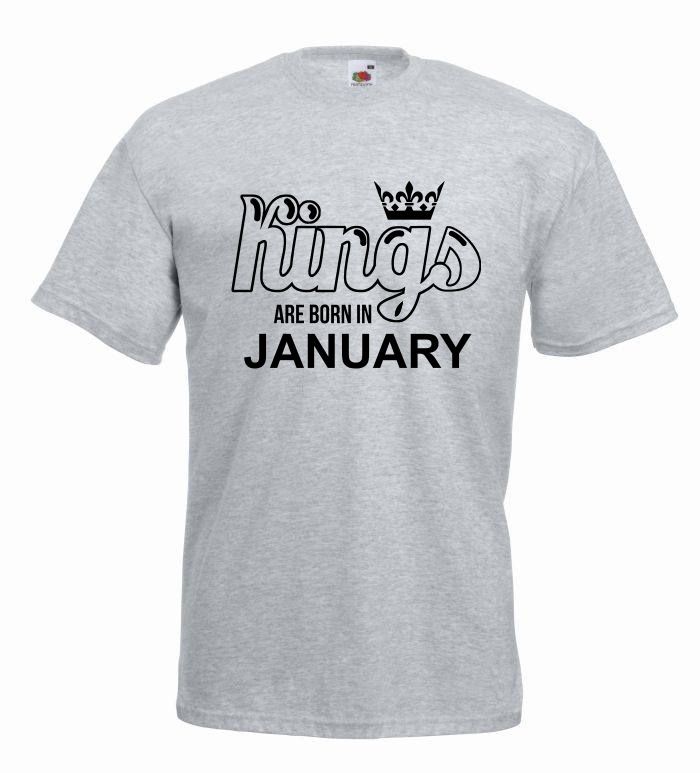 T-shirt oversize KINGS ARE BORN IN JANUARY L szary-czarny