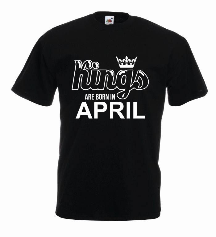 T-shirt oversize KINGS ARE BORN IN APRIL M czarno-biały