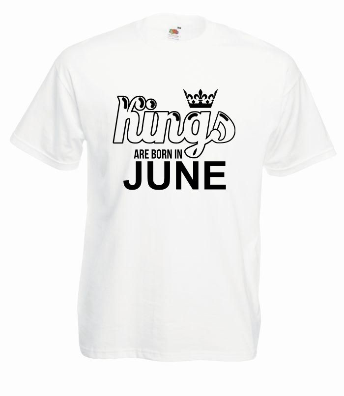 T-shirt oversize KINGS ARE BORN IN JUNE XL biały-czarny
